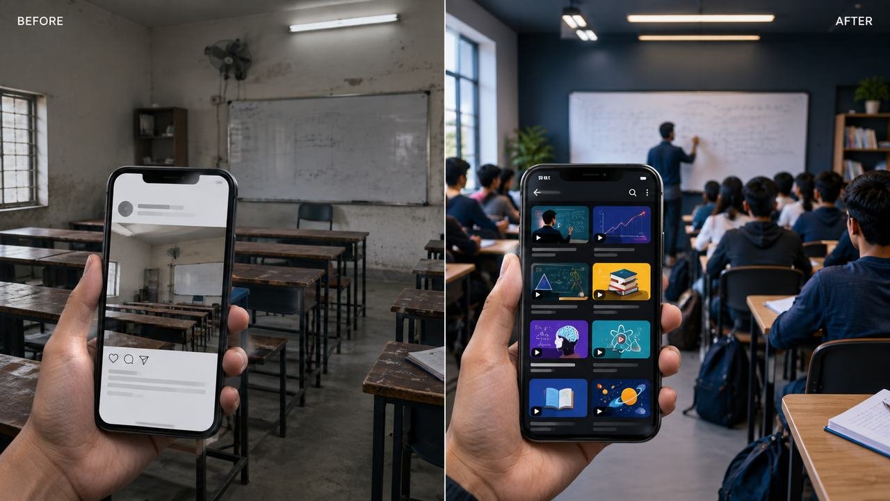 Before and after: Alpha Study classroom, from a generic Instagram post to a library of edited educational reels