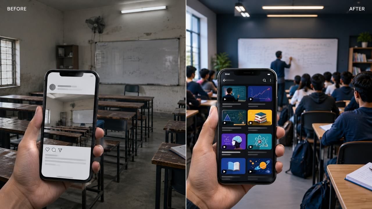 Before and after: Alpha Study classroom, from a generic Instagram post to a library of edited educational reels